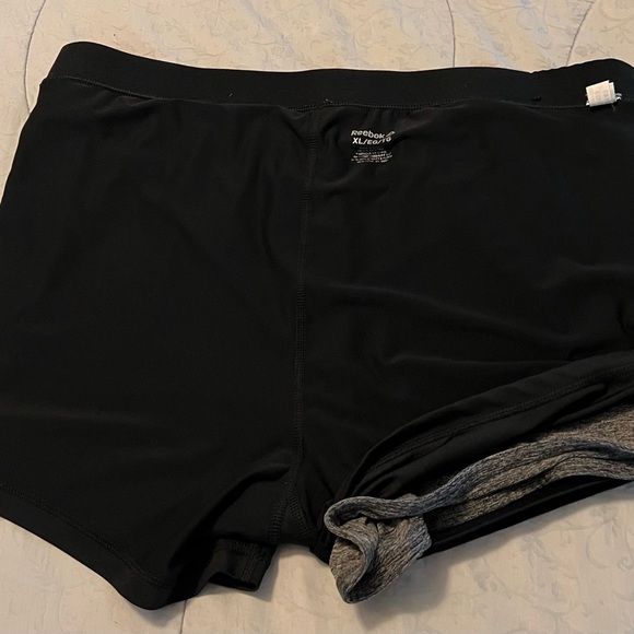 Reebok athletic layered shorts; grey & black.  Gently used condition. - Picture 6 of 8